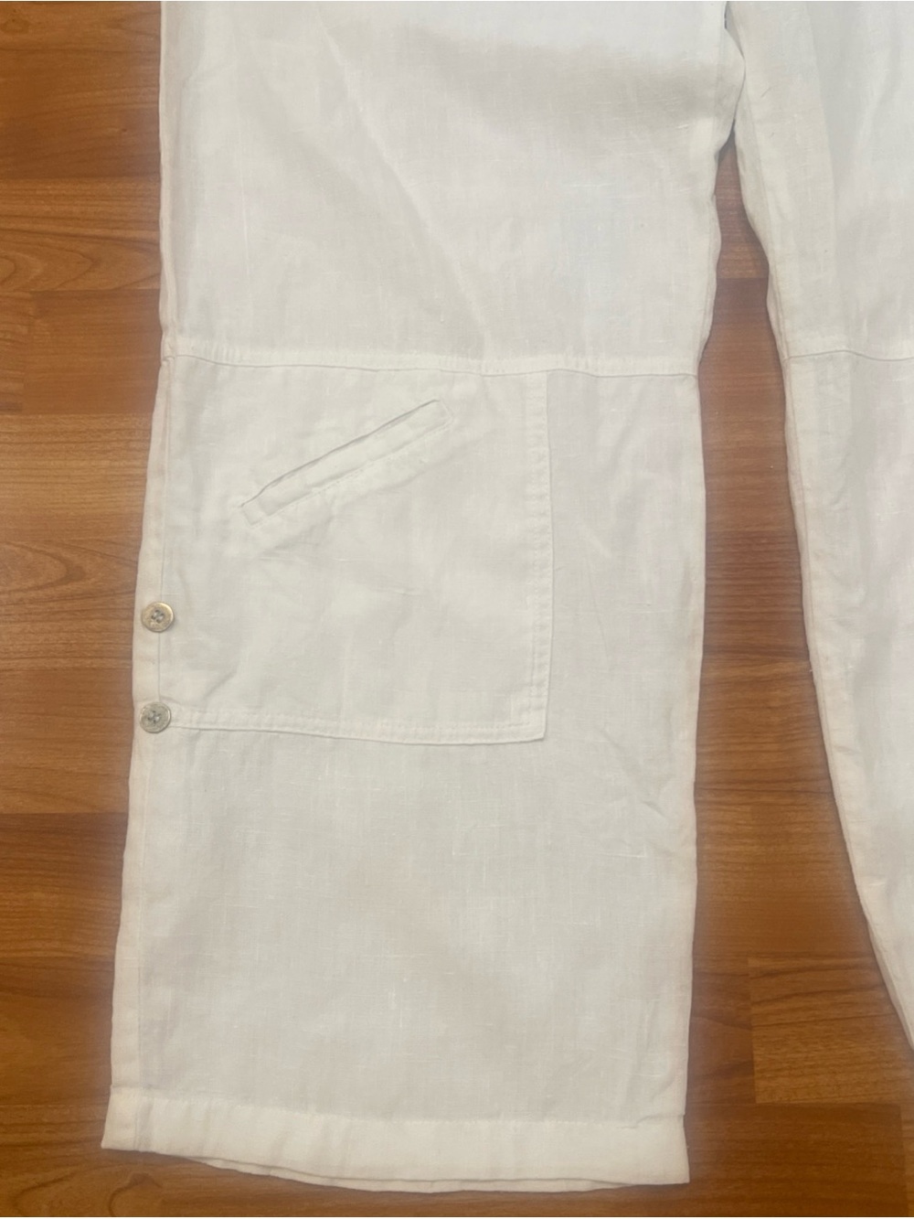 Chico’s Size 3 (16/18) 100% Linen Drawstring Wide Leg Pants White - Picture 6 of 10